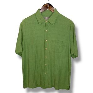 Green Margaritaville Silk Print Button Down Shirt Size L